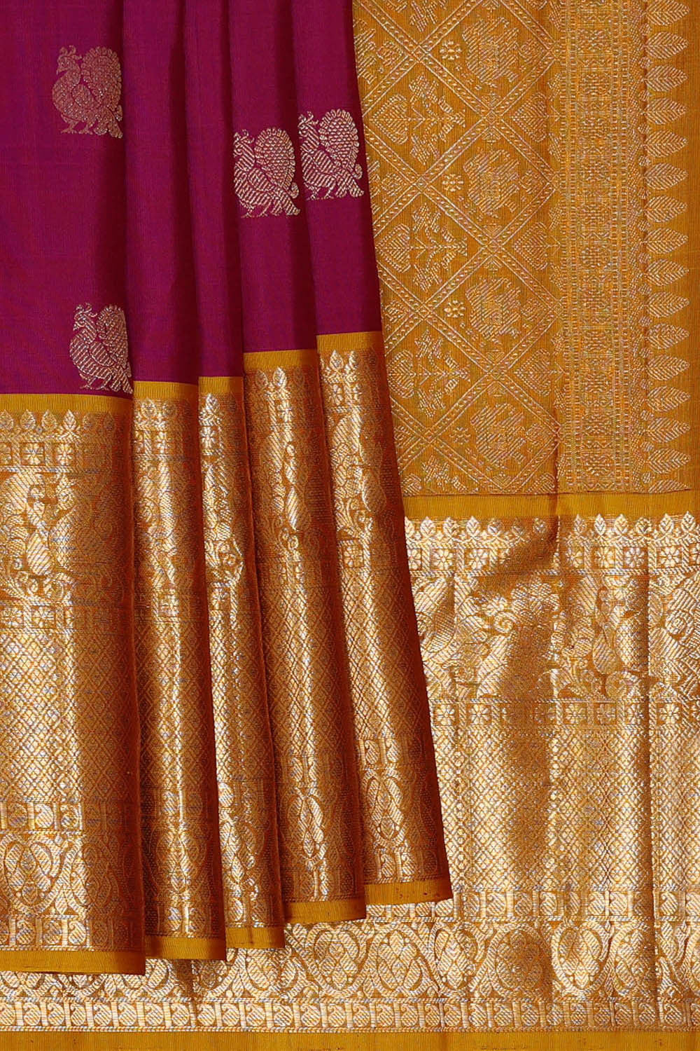 Image of Kanchipattu Magenta Brocade Saree